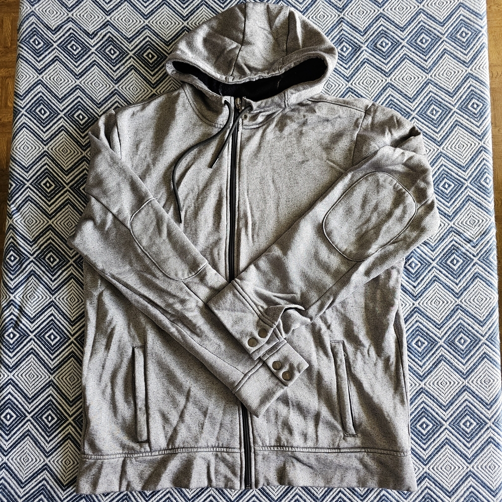 Apt. 9 Men’s Gray Zip-Up Vintage Hoodie – Size Large, Super Soft Interior